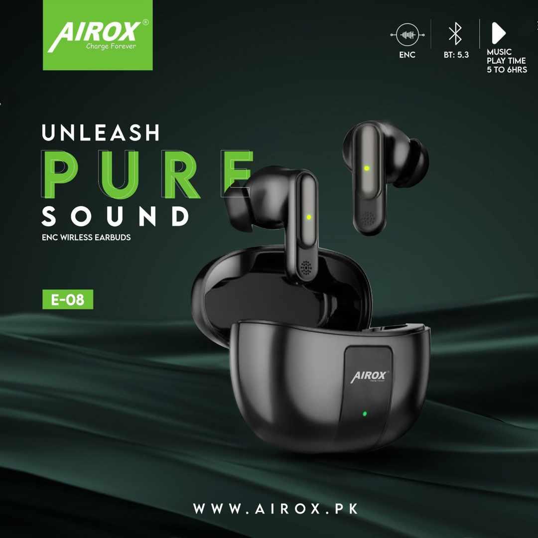 Airox E8 Wireless Earbuds with Enhanced Noise Cancellation